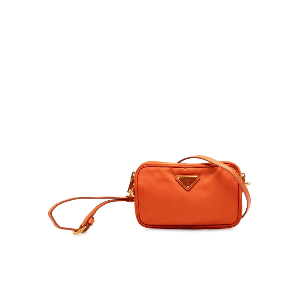 Prada Vintage Women's Orange Pre-Owned Nylon Camera Bag