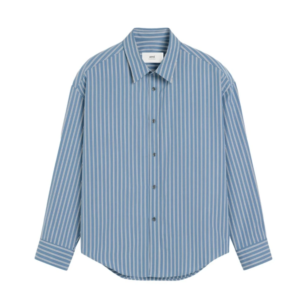 Ami Paris Gestreept overhemd met blauwe details Blue Heren