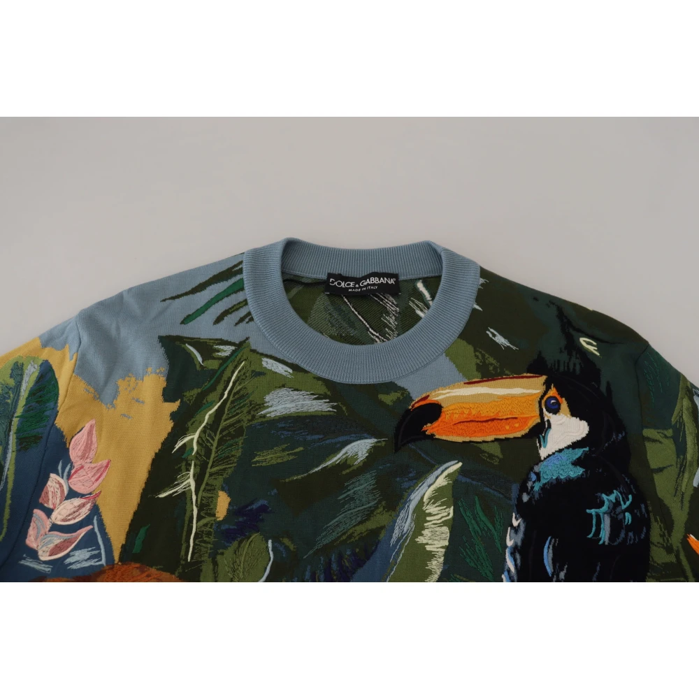 Dolce & Gabbana Jungle Geborduurde Wol-Zijde Trui Multicolor Heren