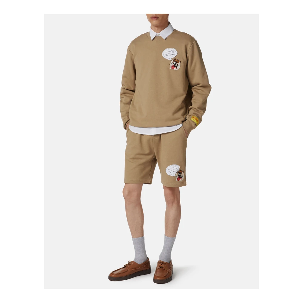Iceberg Slim fit modder katoenen fleece Bermuda shorts met Taz borduurwerk Brown Heren
