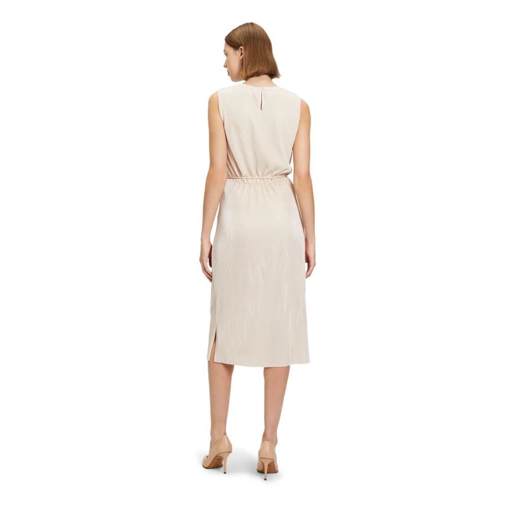 Betty & Co Mouwloze Geplooide Jurk Beige Dames