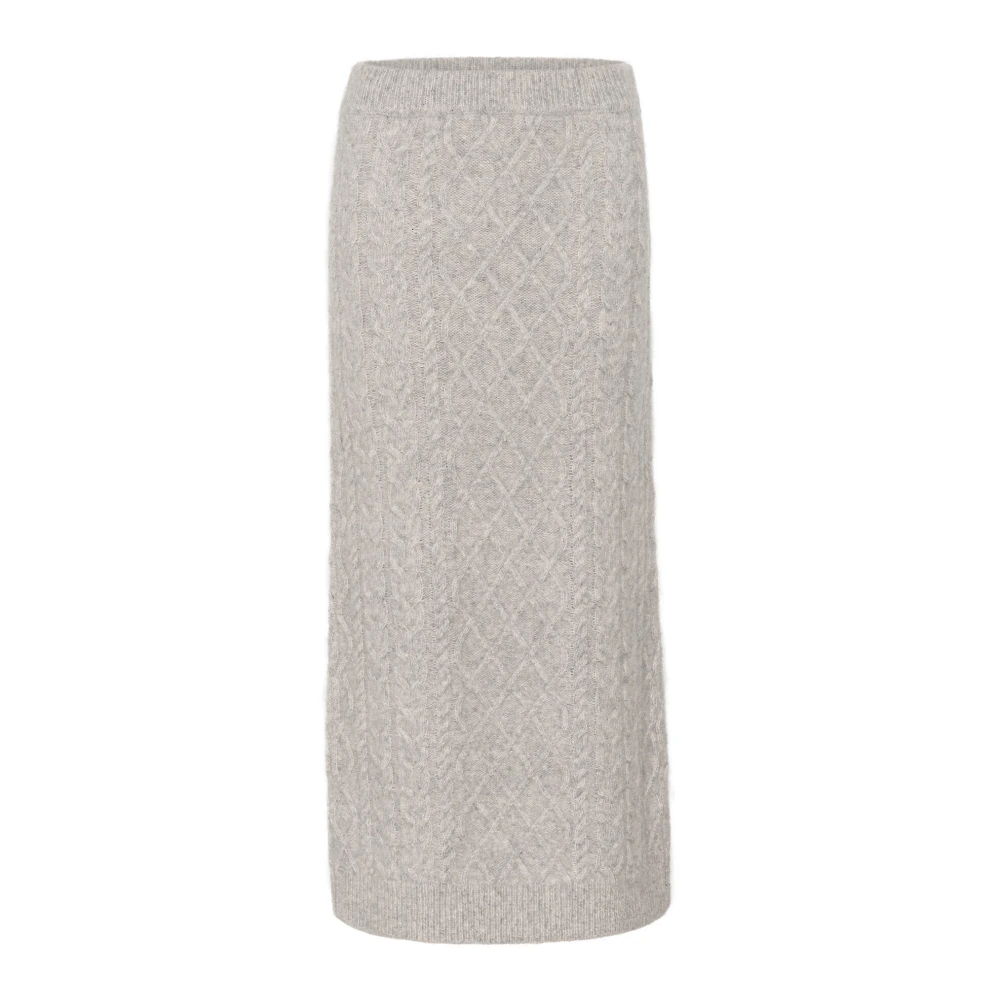 Gestuz Grijs Melange Gebreide Rok met Diamantpatroon Beige Dames