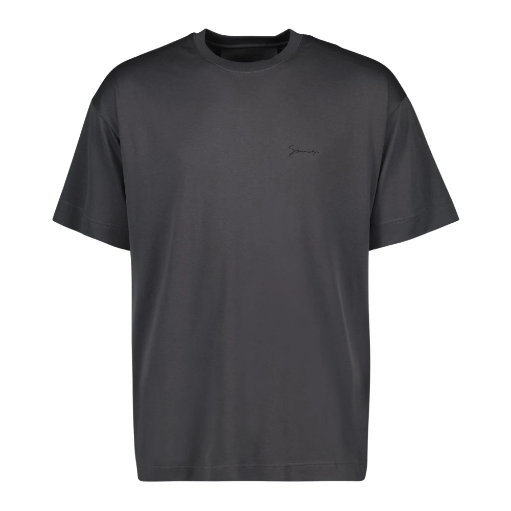 Givenchy Logo Print Crew Neck T-shirt Gray Heren