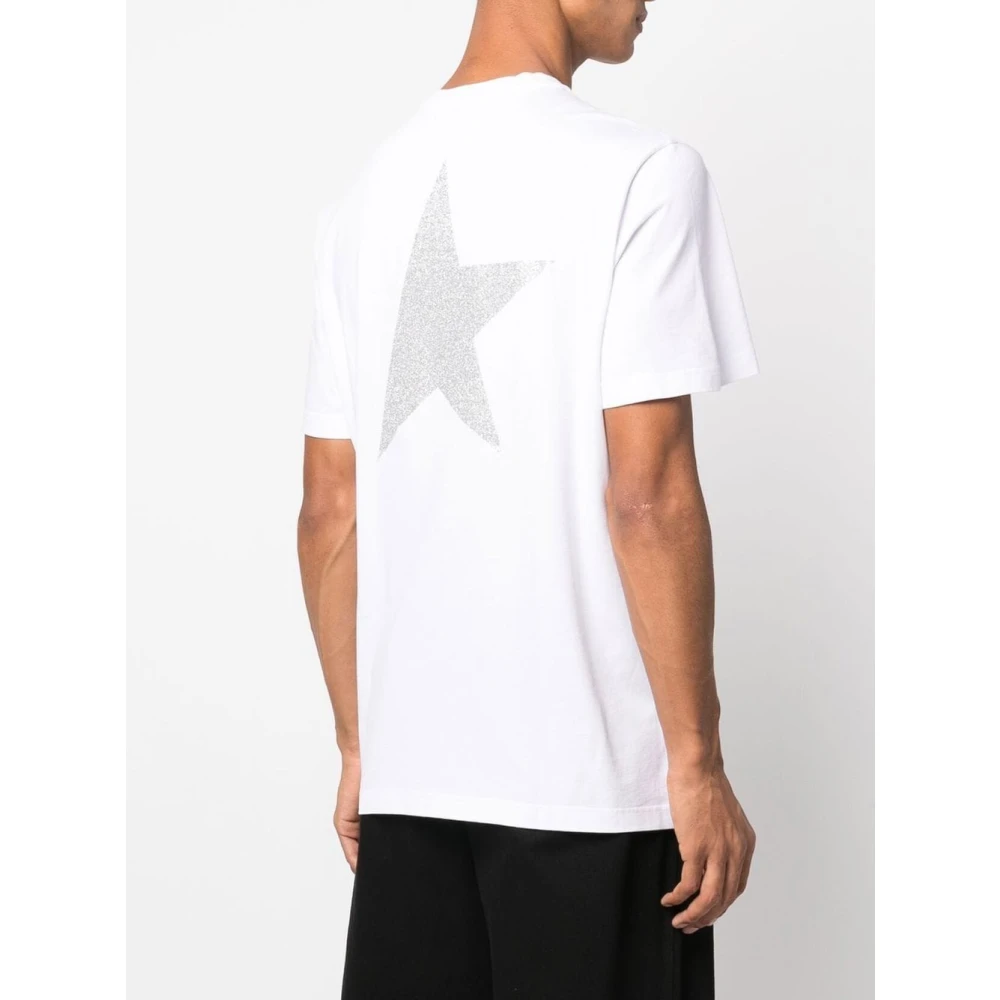 Golden Goose Logo Print Katoenen T-Shirt White Heren