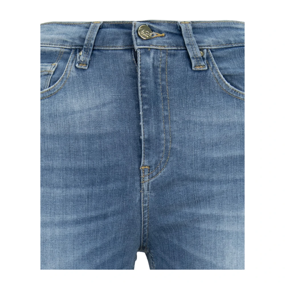 Kaos Gouden Detail Rits Knoop Dames Jeans Blue Dames