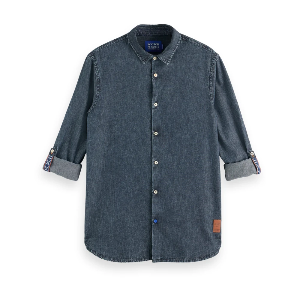 Scotch & Soda Zwarte Denim Katoenen Overhemd Black Heren