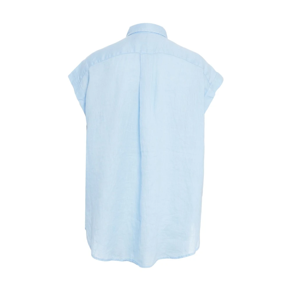 Polo Ralph Lauren Blauwe Linnen Popover Shirt Blue Dames