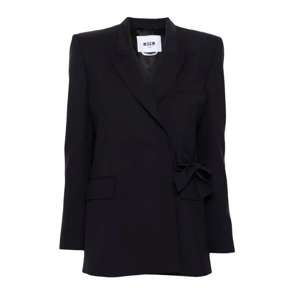Msgm Navy Blauwe Wrap Jas Blue Dames