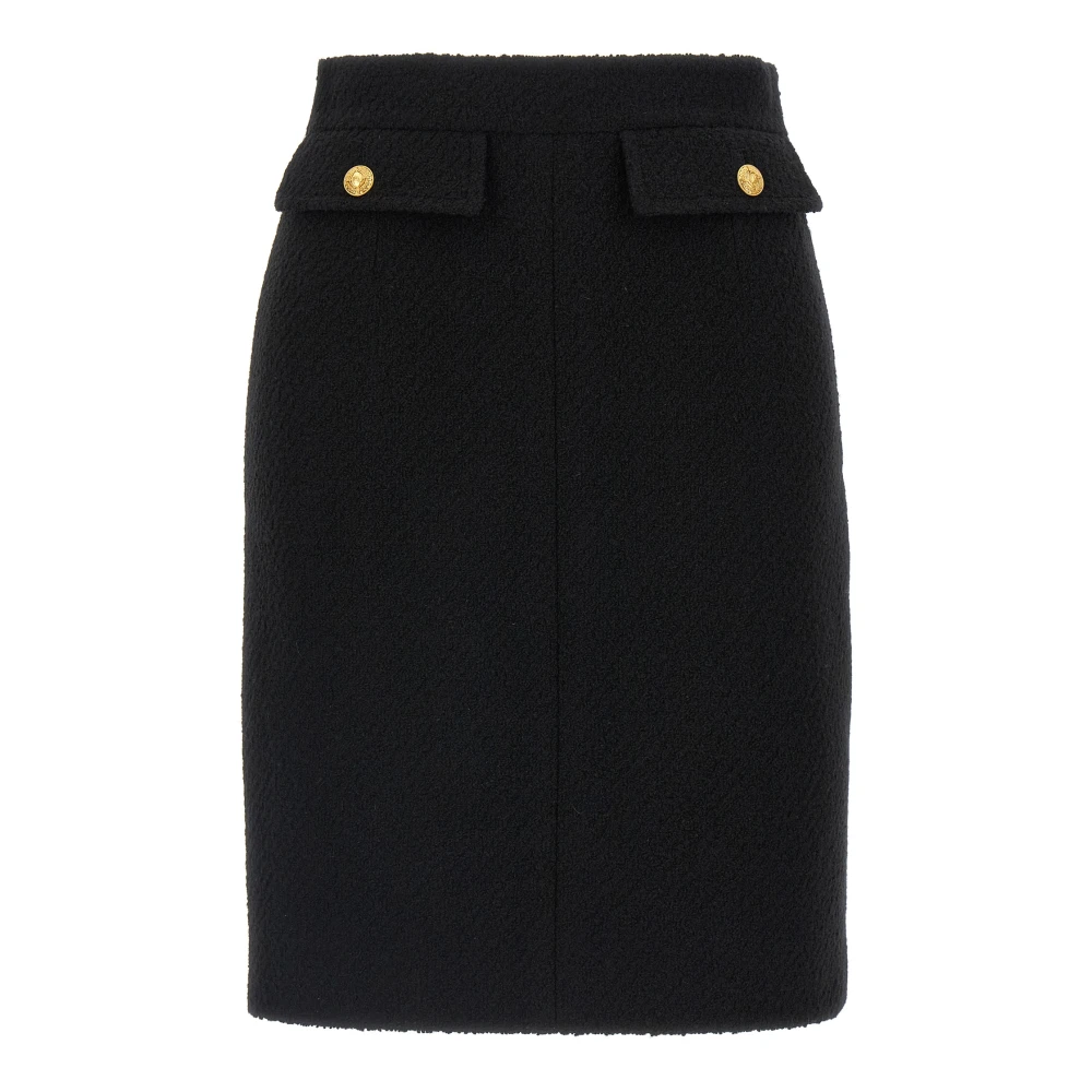 Chloé Black Bouclé Wool Midi Skirt - Female - Pencil Skirts - 2XS - Skirts