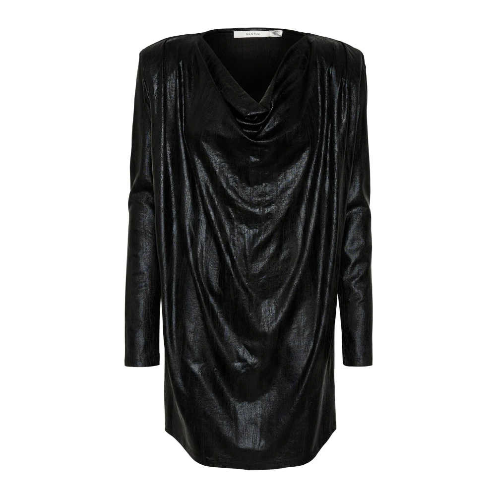 Gestuz Zwarte Gedrapeerde Korte Jurk Black Dames