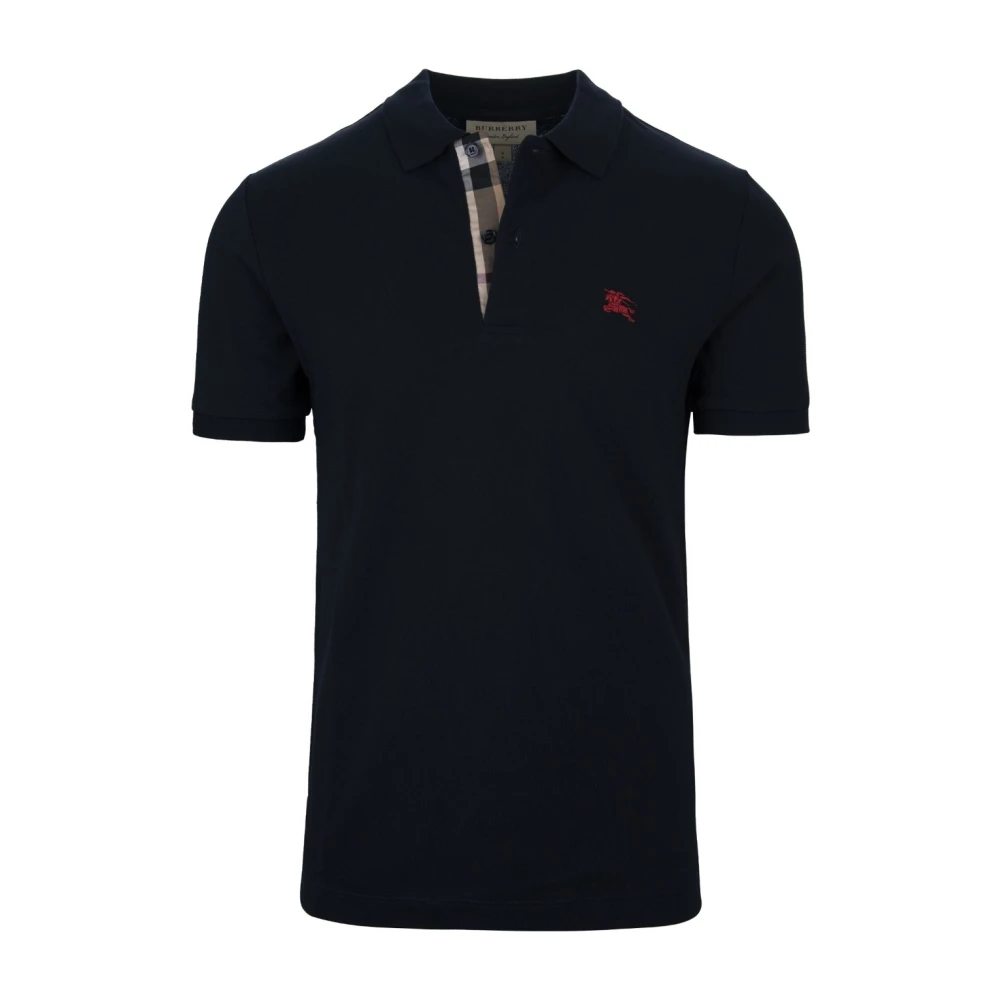 Burberry Korte Mouw Knoop Polo Shirt Blue Heren