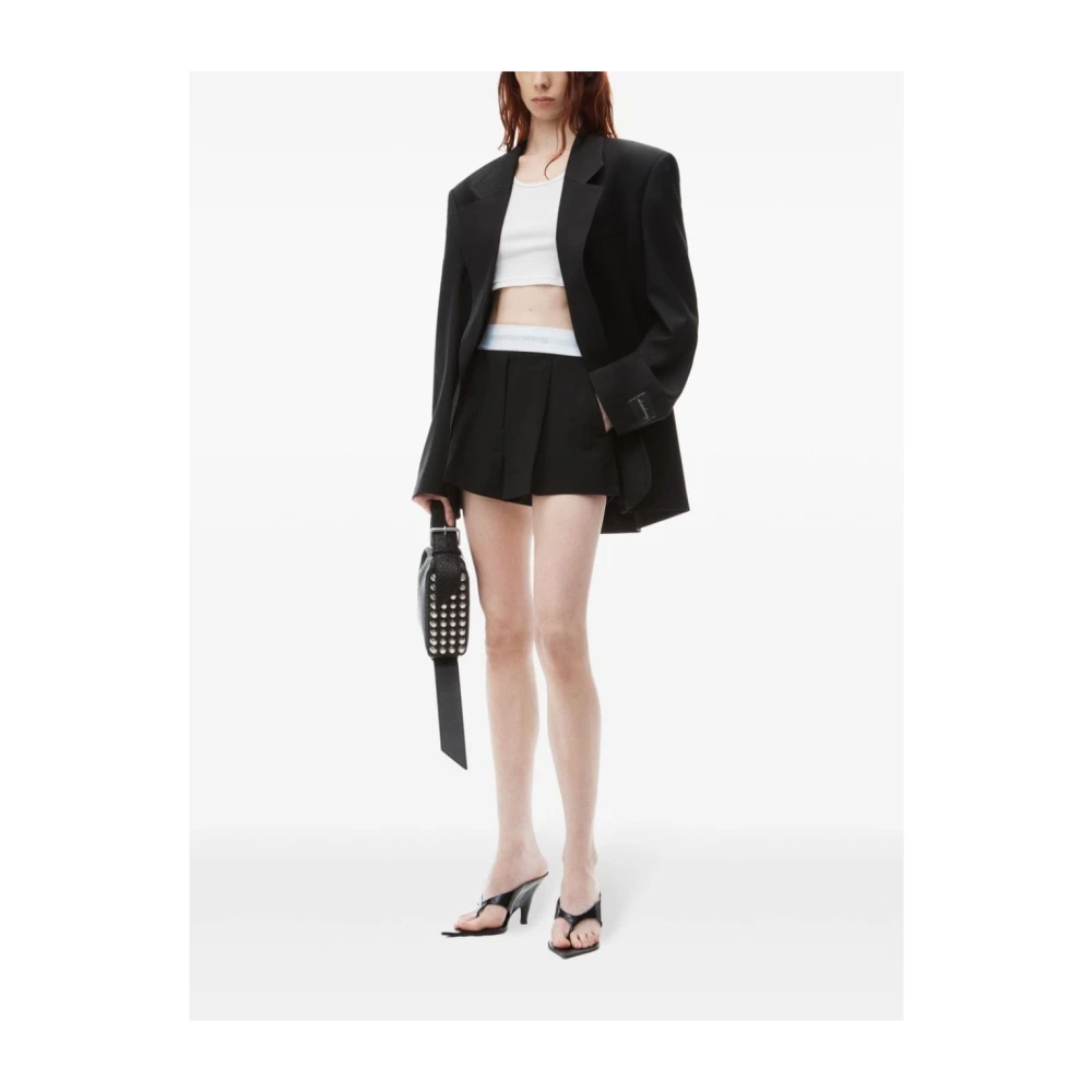 alexander wang Zwarte wolmix high-rise shorts Black Dames