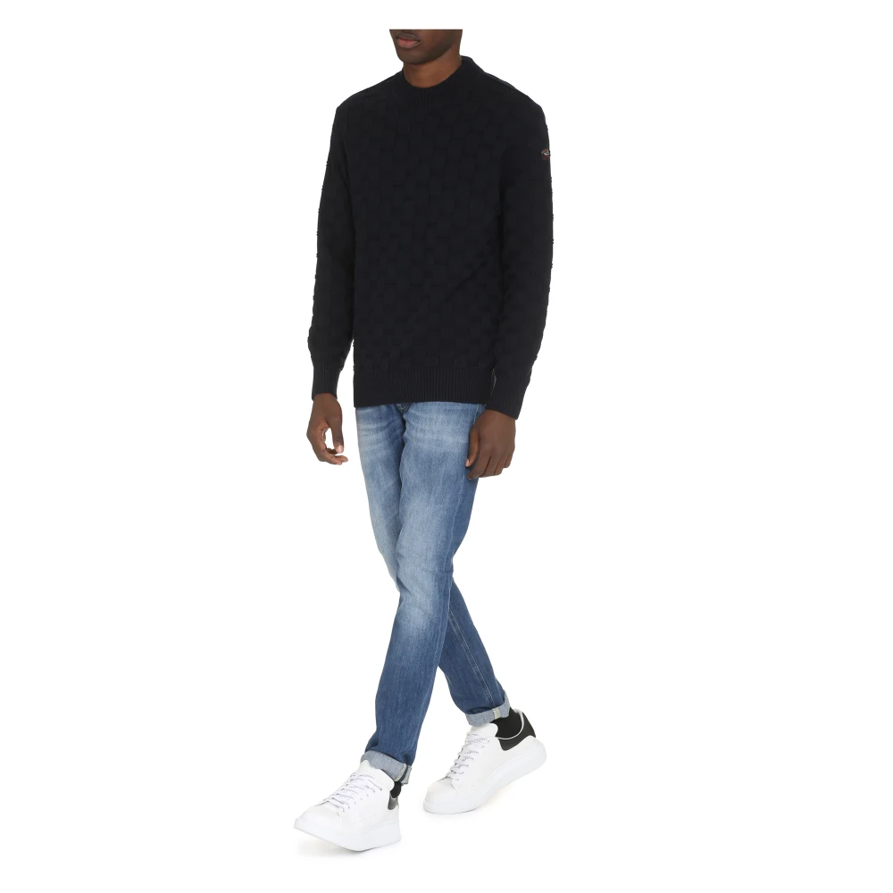 PAUL & SHARK Geribbelde wollen trui Blue Heren