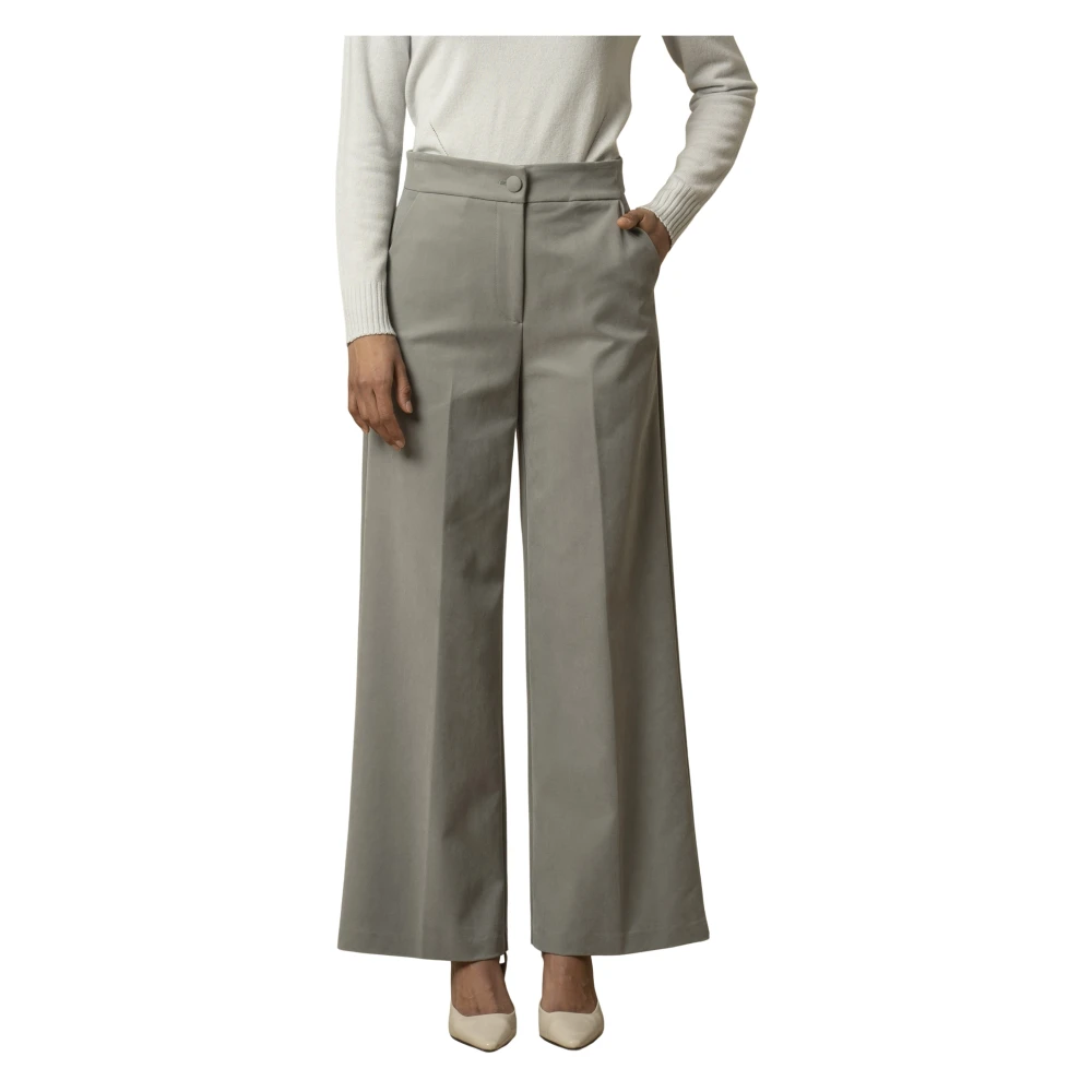 Kocca Women's Gray Wide Trousers, 2XS, Flared Business Trousers
