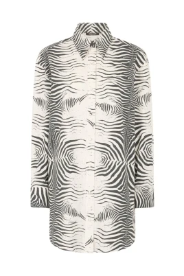 Zebra Print Lång Skjorta Stilfull Mode