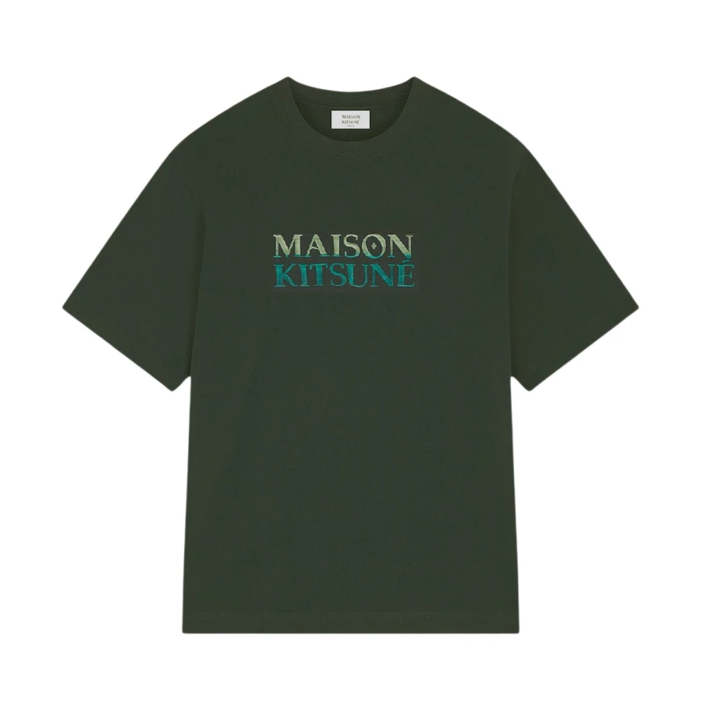 Maison Kitsuné Katoenen Logo T-Shirt Green Heren