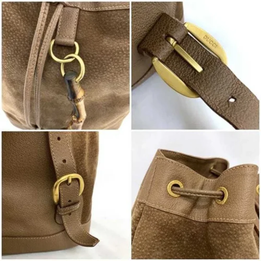 Gucci Vintage Pre-owned Suede backpacks Brown Dames