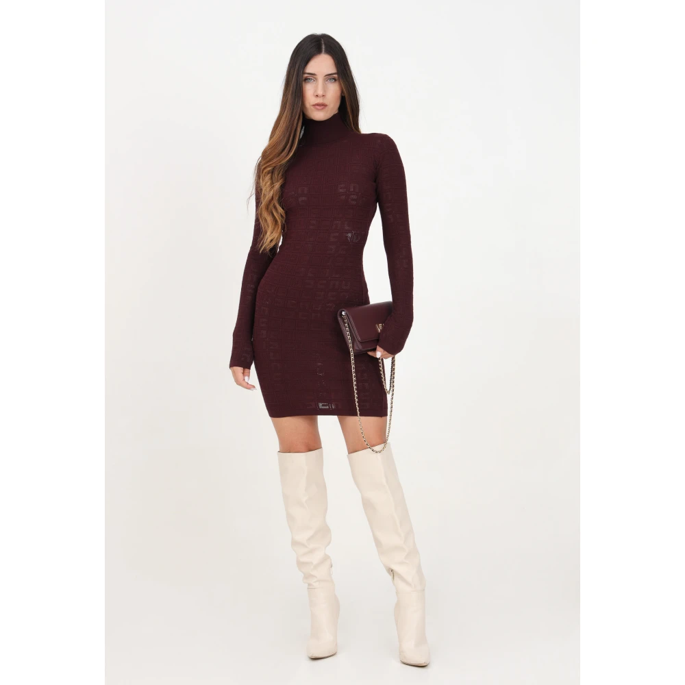 Elisabetta Franchi Bordeaux Mesh Jurk Red Dames