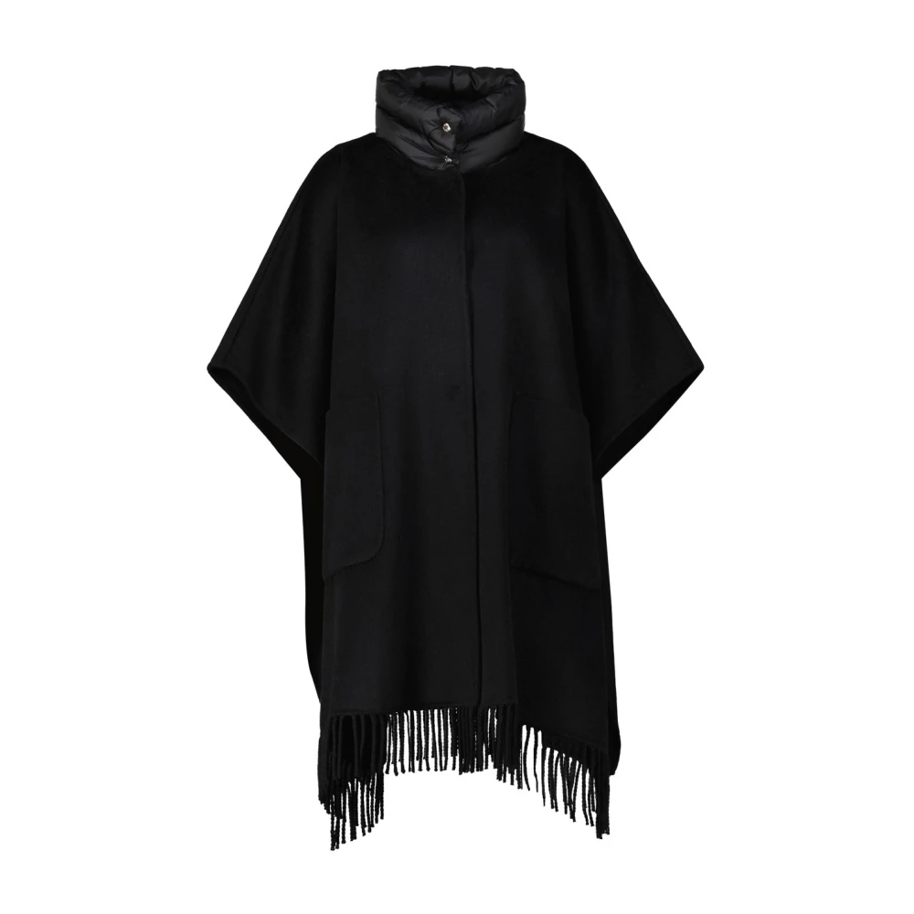 Milestone Fransen Cape met Gewatteerde Kraag Black Dames