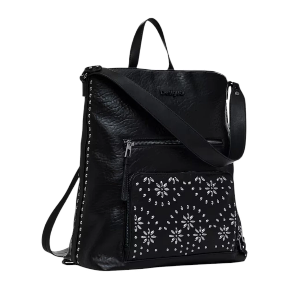 Desigual Gestructureerde Zwarte Handtas Lente Zomer Vrouwen Black Dames