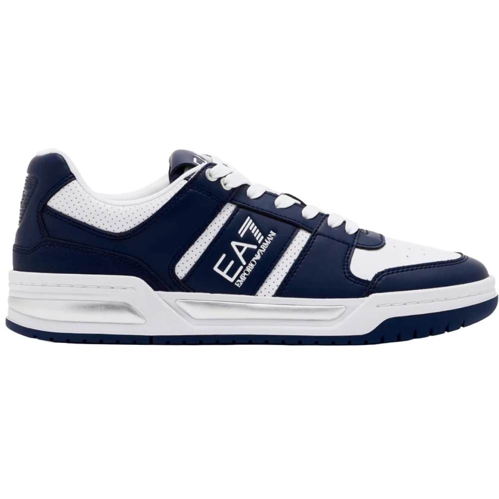 Emporio Armani Ea7 Men's Multicolor Sneakers,, Blue Trainers With Leather Upper Size 7