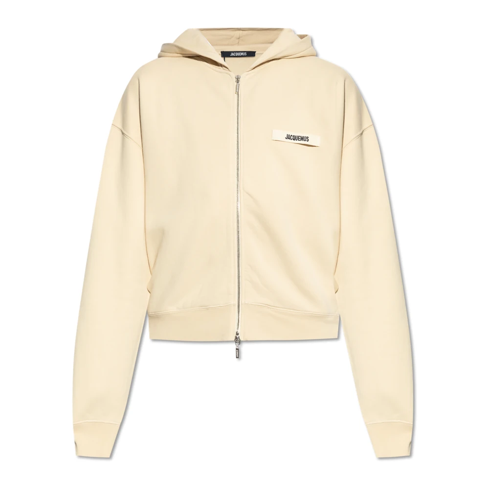 Jacquemus Katoenen Zip Hoodie Gros Grain Stijl Beige Heren