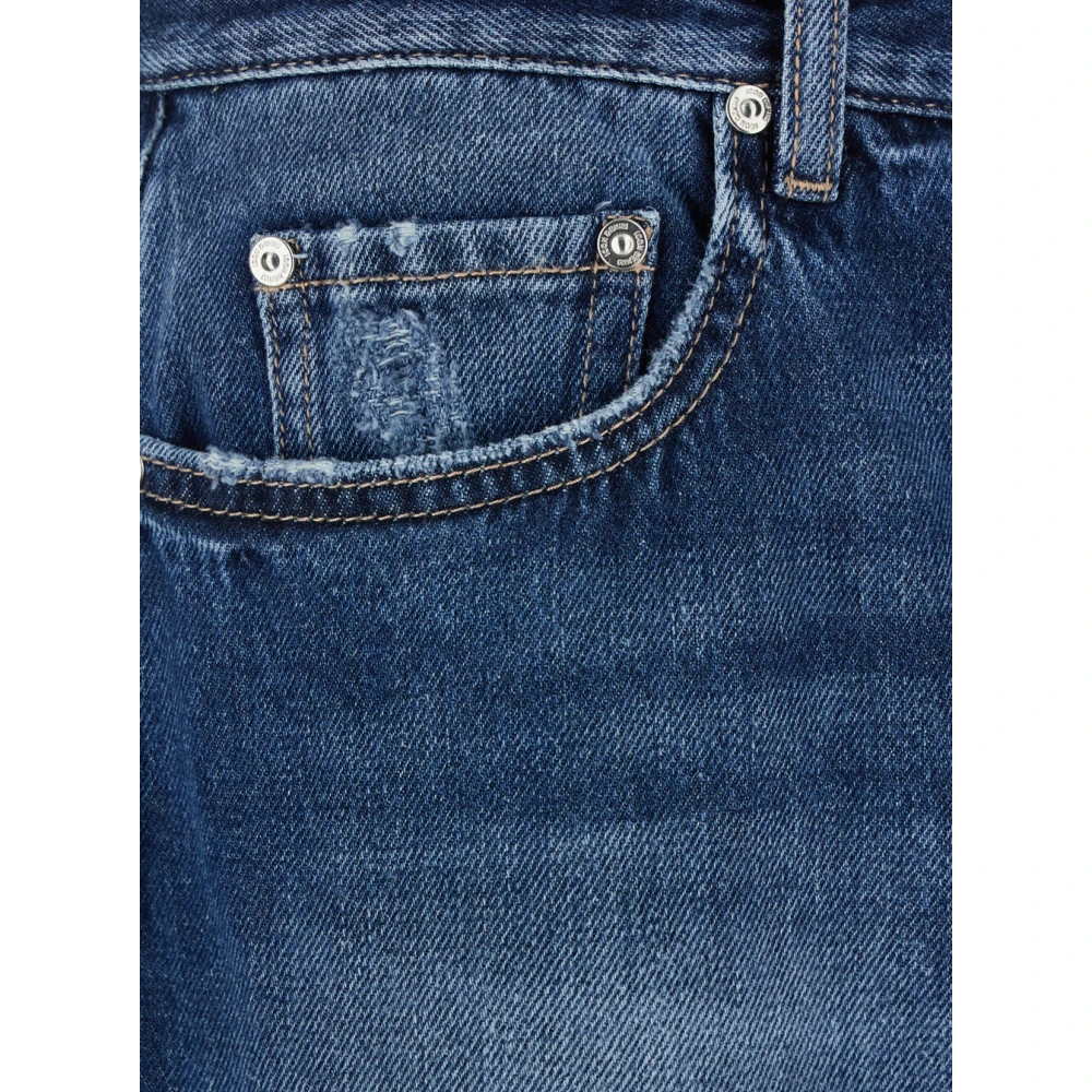 Icon Denim Blauwe Denim Five Pocket Jeans met Logo Patch Blue Heren