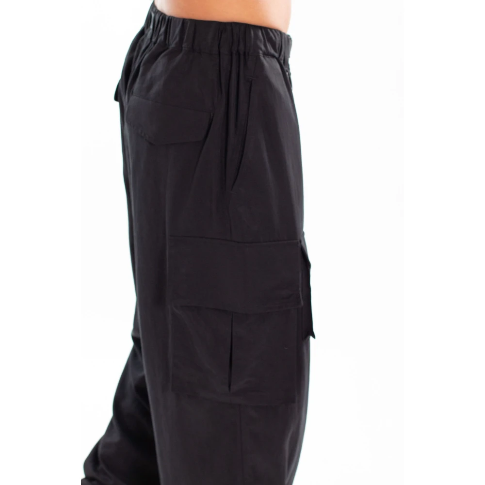 Y-3 Zwarte Twill Cargo Broek Black Heren