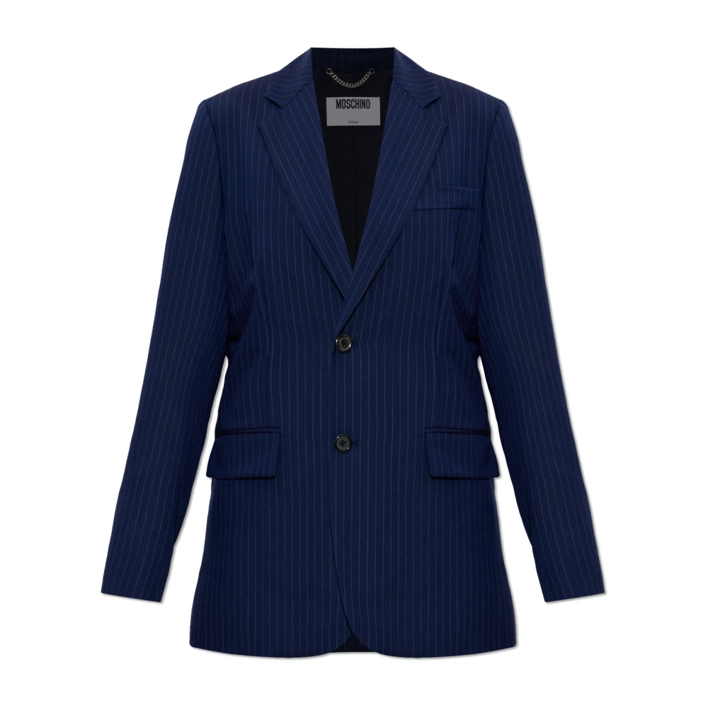 Moschino Women's Blue Blazers, S, Mixed Fabric Blazer