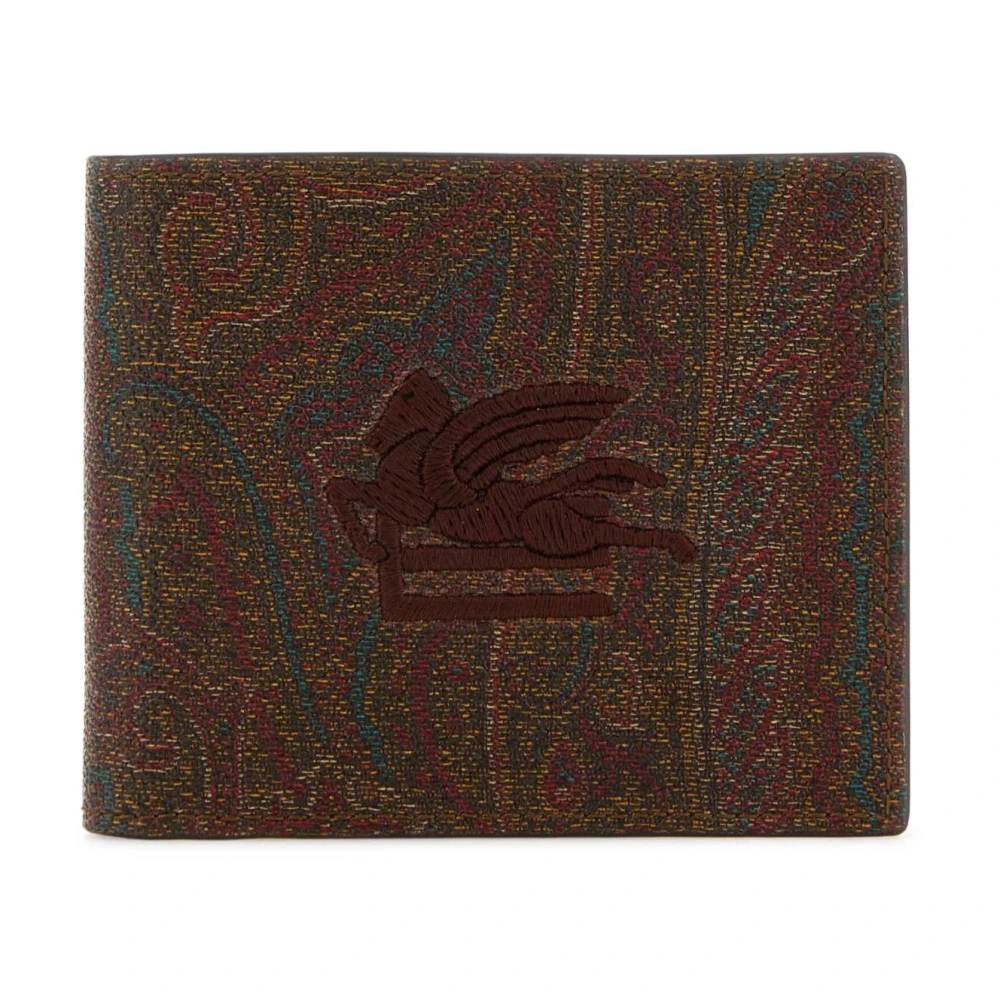 Etro Broderad plånbok i syntetiskt läder Brown, Dam
