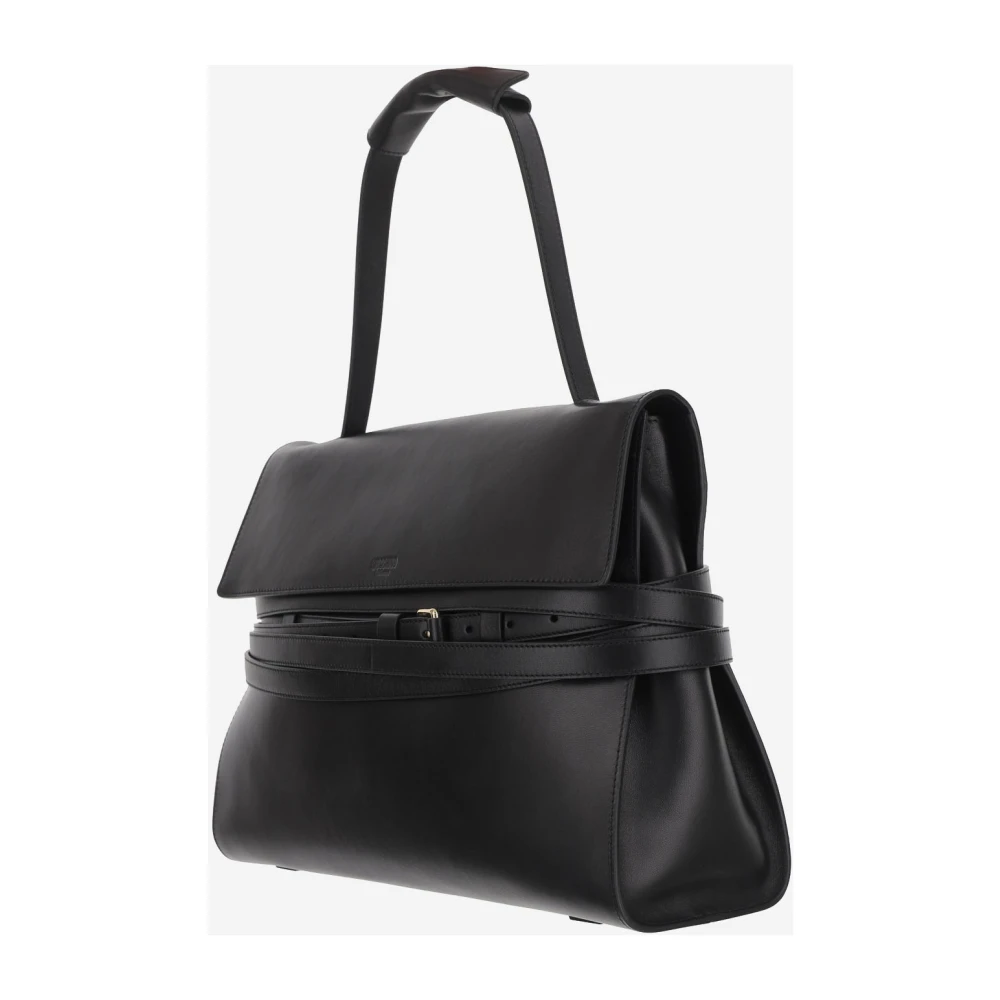 Moschino Schoudertas van schapenleer Klep sluiting Black Dames