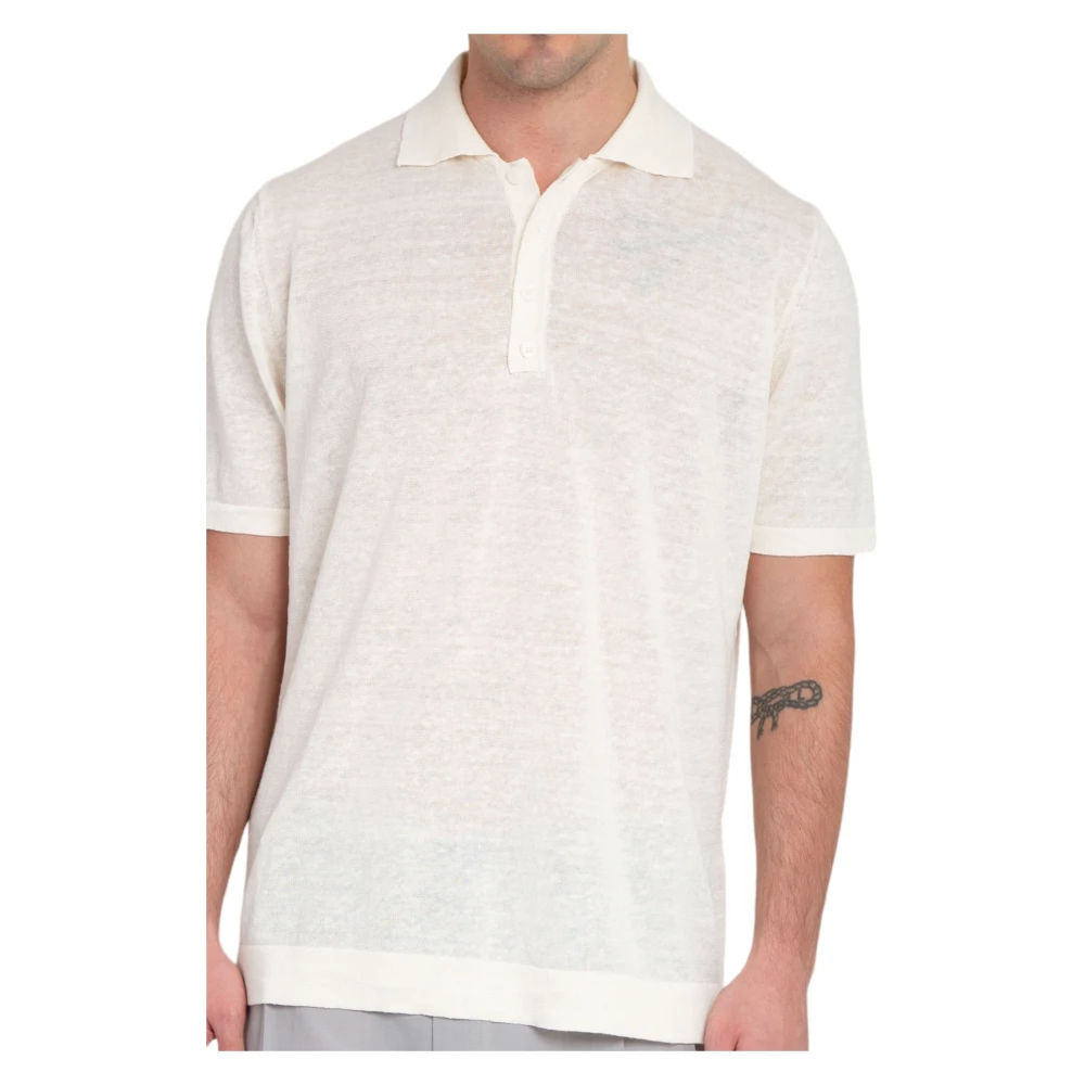 Costumein Linnen Polo Shirt in Putri Stijl White Heren