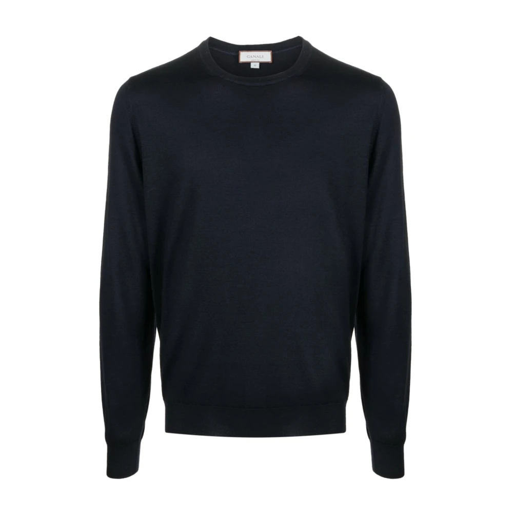 Canali Navy Blauwe Trui Black Heren