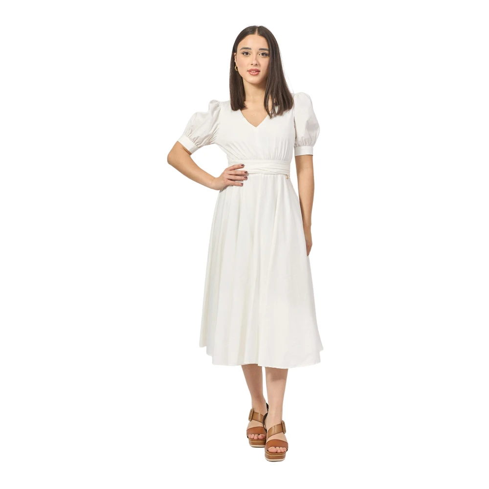 Fracomina Witte Midi Jurk met Open Rug White Dames