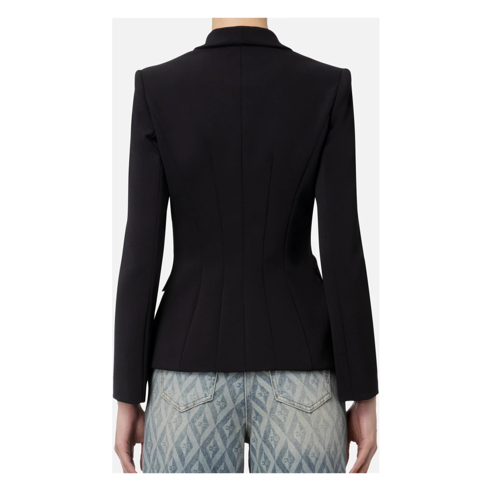 Elisabetta Franchi Zwarte Dubbel-Breasted Jassen Black Dames