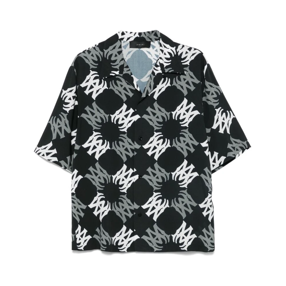 Amiri Camp Collar Korte Mouw Overhemd Black Heren