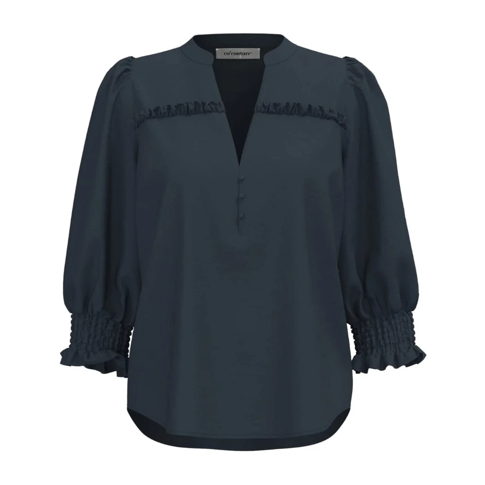 Co'Couture Ruche Mouw Shirt Blouse Ink Blue Dames