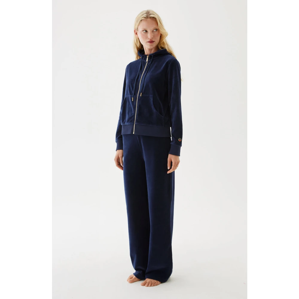 Busnel Velours Broek Navy Lounge Set Blue Dames