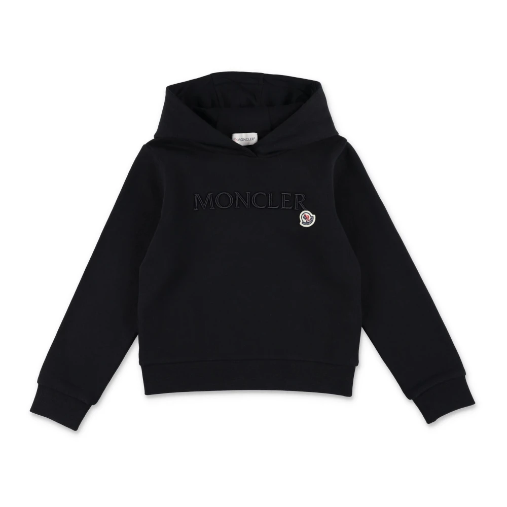 Moncler Svart Bomull Jersey Logo Hoodie Black, Pojke