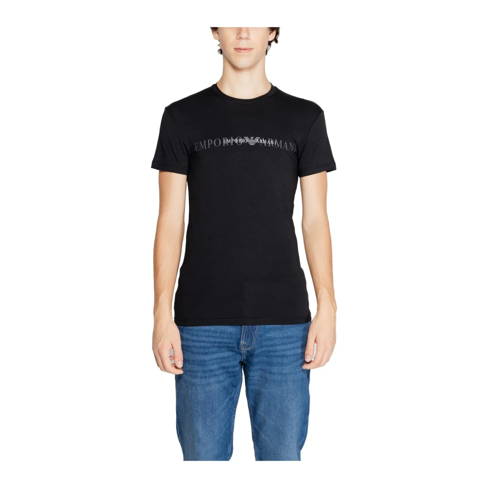 Emporio Armani Zwarte Print T-shirt voor Mannen Black Heren