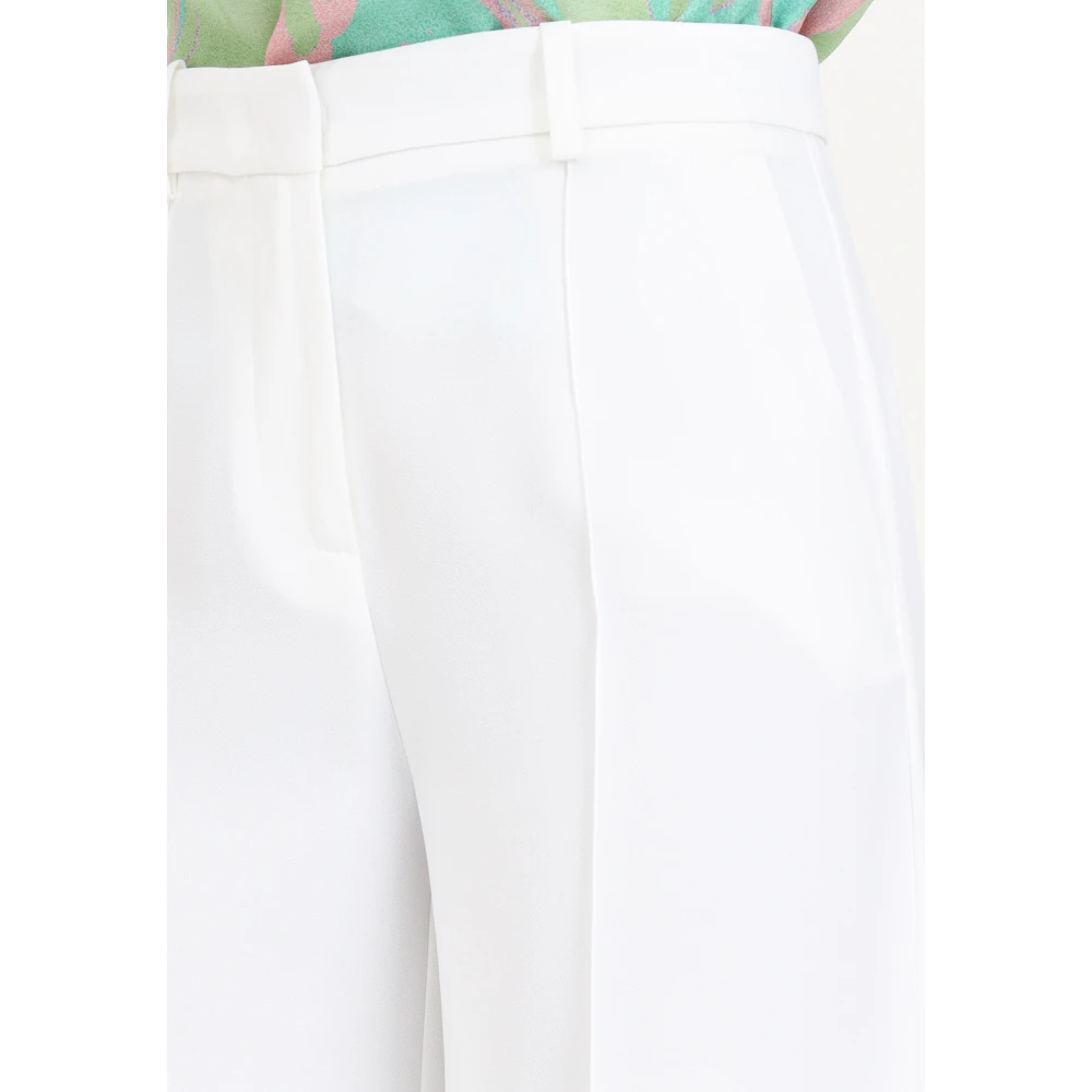 pinko Elegante witte broek met wijde pijpen en zijsplitten White Dames
