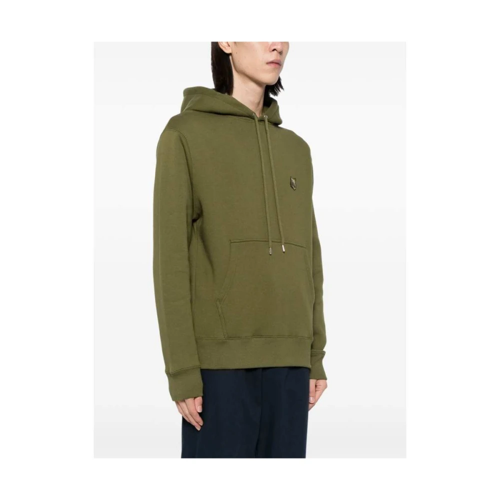 Maison Kitsuné Vos Motief Olijfgroene Sweatshirt Green Heren