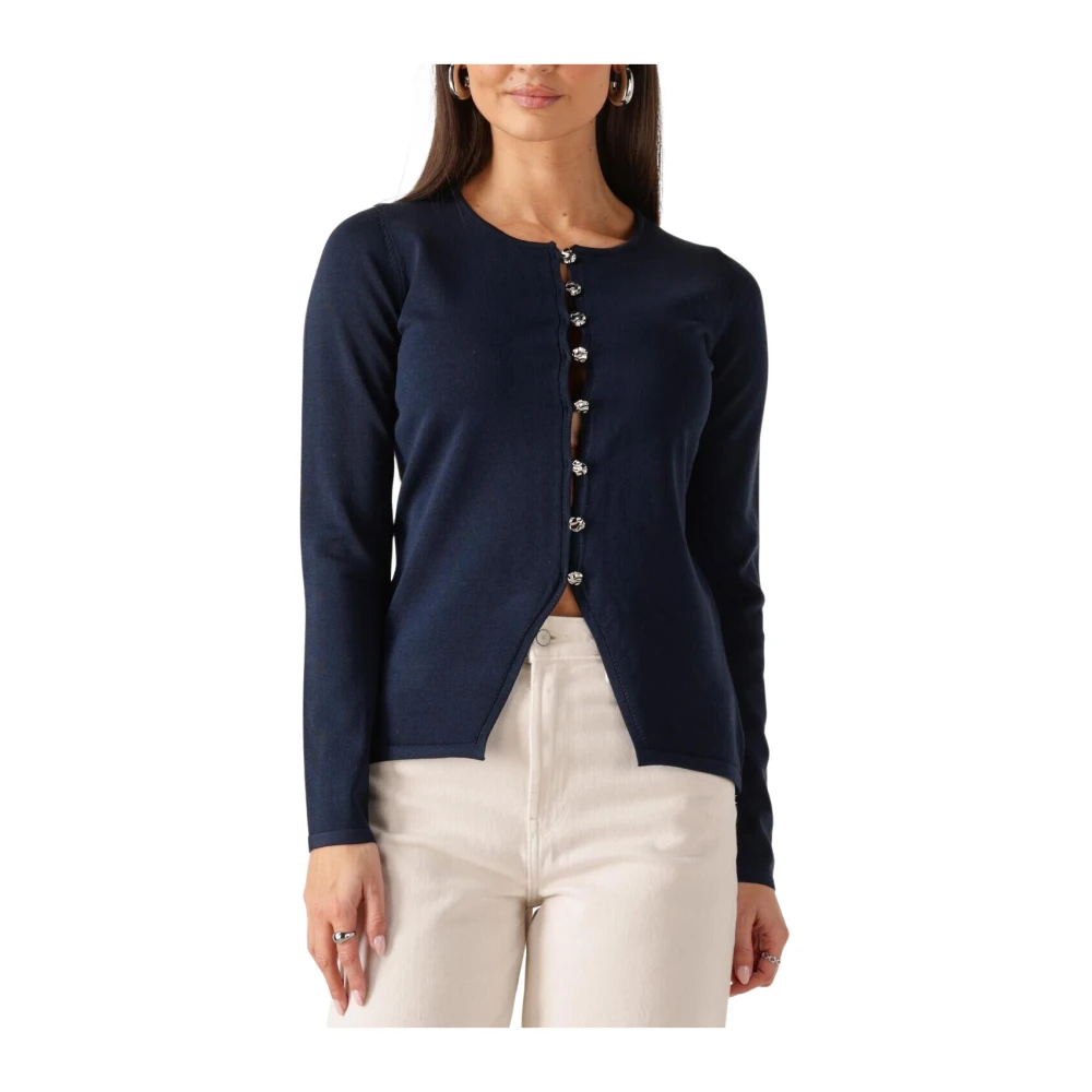 NEO NOIR Veelzijdige Teller Knit Blouse Blue Dames