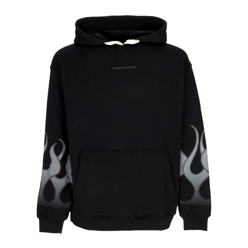 Vision Of Super Men's Black/Grey Flames Lightweight Hoodie