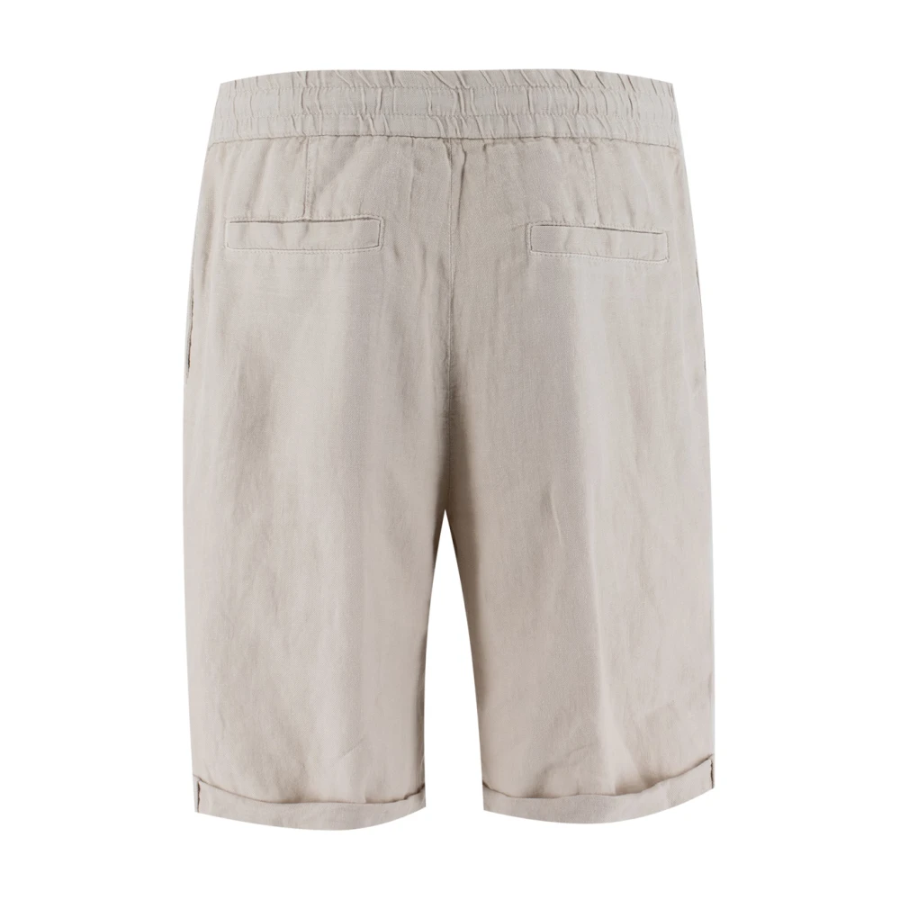 BRUNELLO CUCINELLI Linnen trekkoord Bermuda shorts Beige Heren