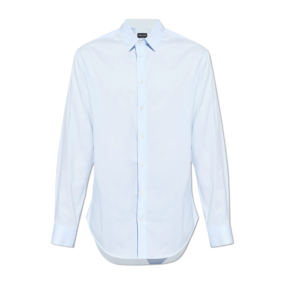 Giorgio Armani Stretch Fabric Shirt With Collar Stays - Male - Formal Shirts - Blue - M - Shirts