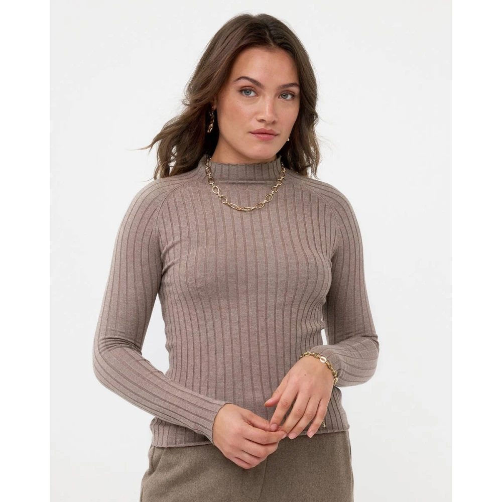 Ydence Lange Mouw Top Kit Brown Dames