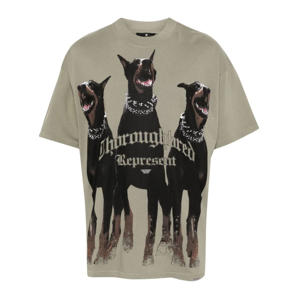 Represent Groene Katoenen Jersey T-shirt met Hondenprint Green Heren