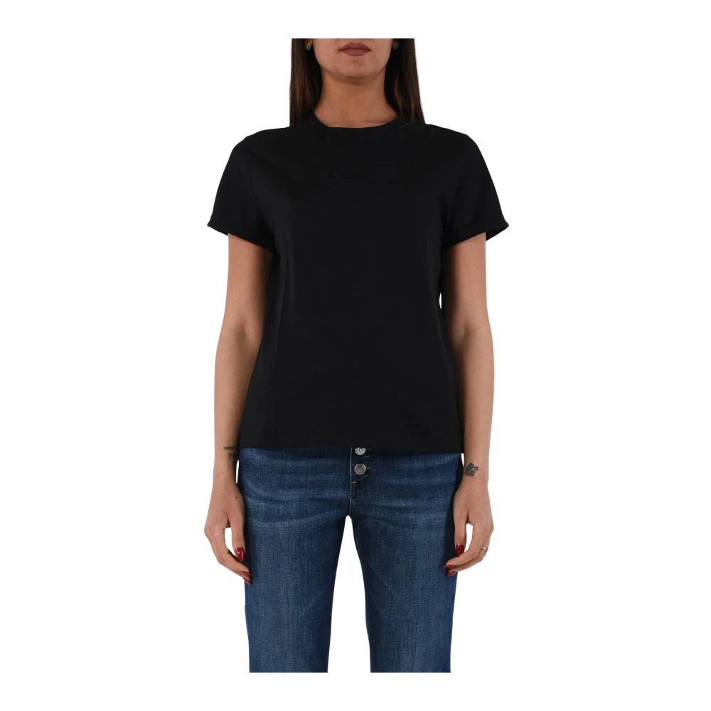 Dondup Katoenen Jersey Geborduurd T-shirt Black Dames
