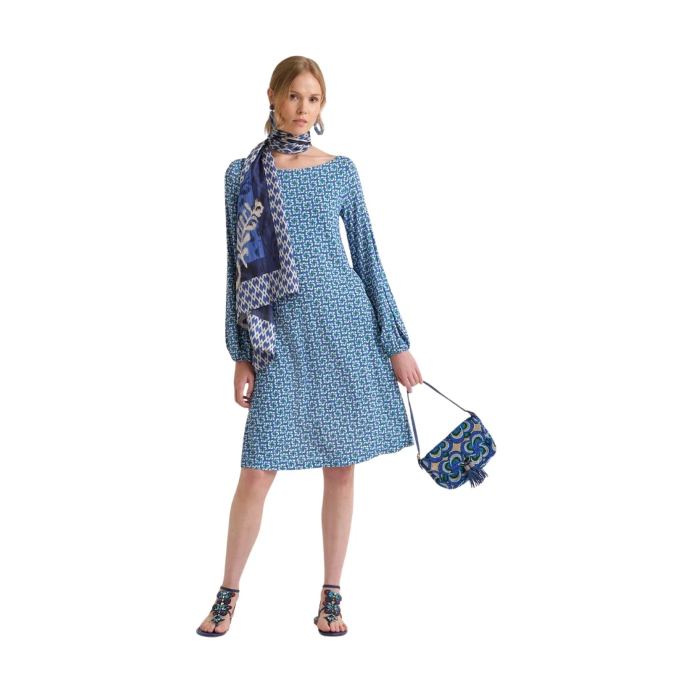 Maliparmi Kvinno Blå Klänningar Dam, Xl, Mini Mouliné Klänning